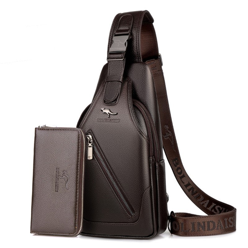 Men's Attractive Creative First Layer Cowhide Men's Chest Bags