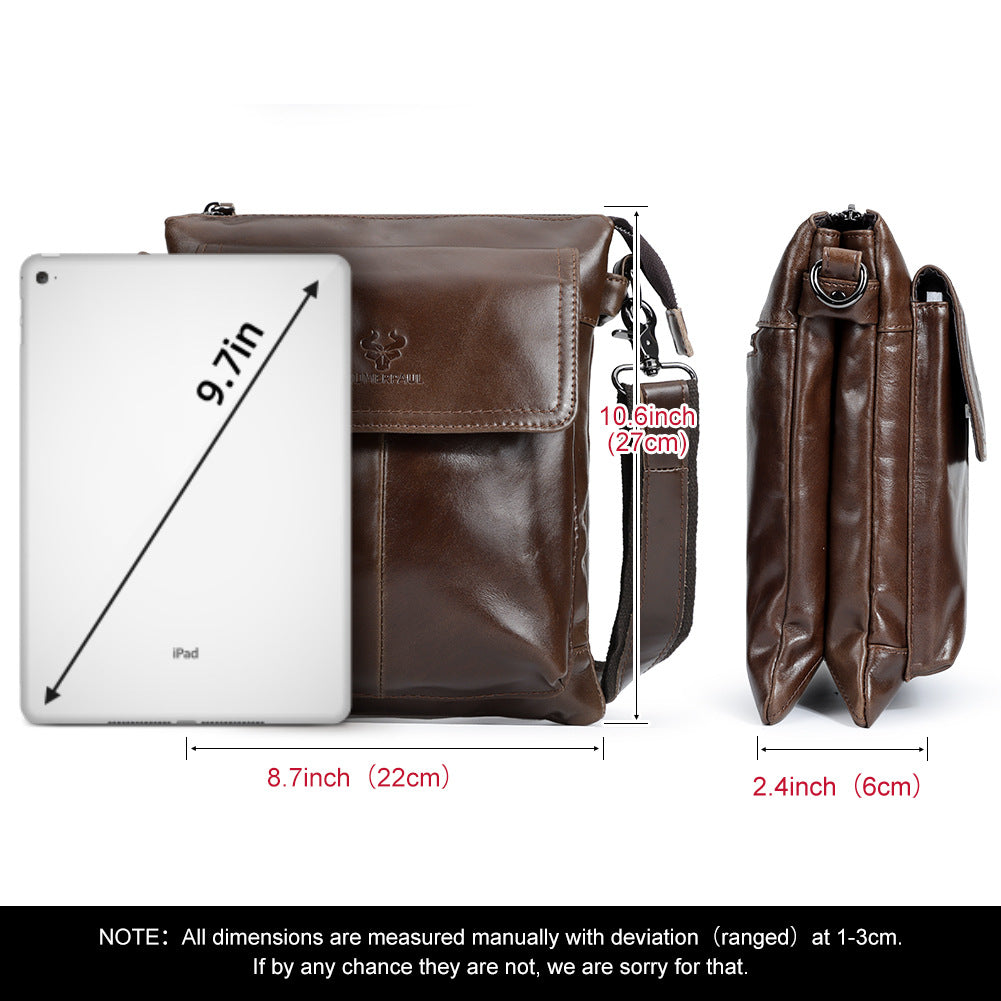Men's Paul First Layer Cowhide Simple Large Men's Shoulder Bags