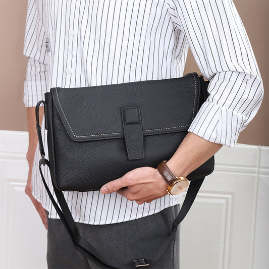 Men's Large Capacity First Layer Cowhide Leather Men's Messenger Bags