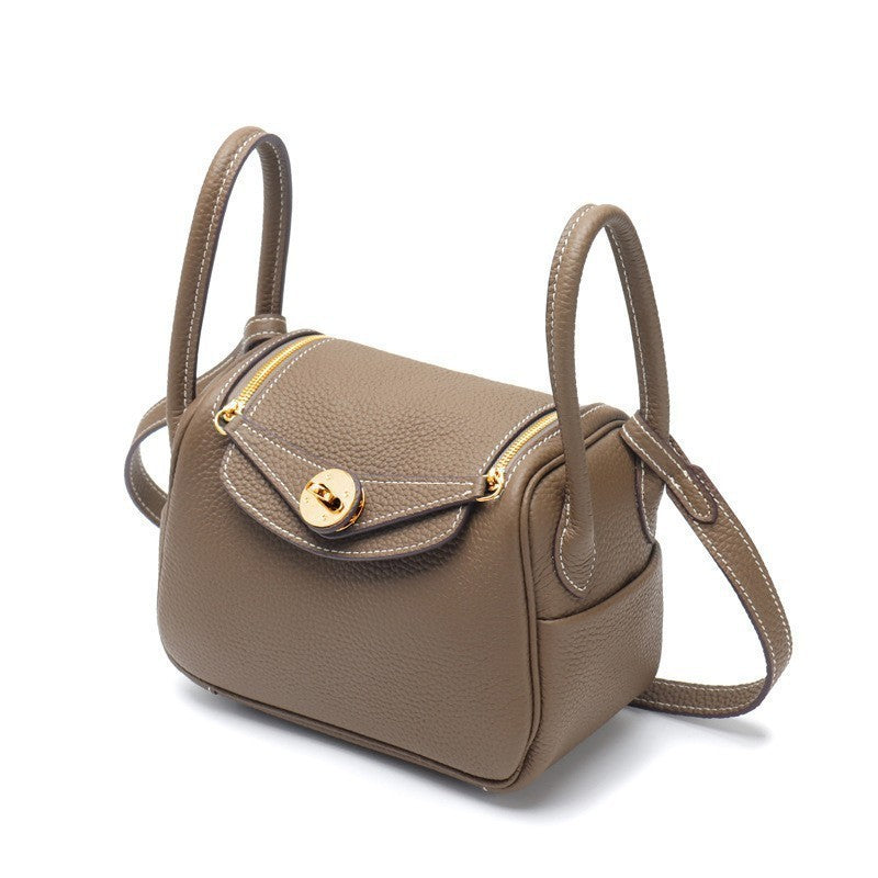 Women's Layer Cowhide Doctor Lindy Medical Box Leather Shoulder Bags