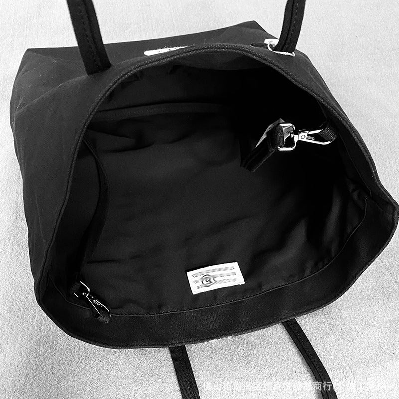Style Canvas Shopping Simple Logo Commuter Tote Bags