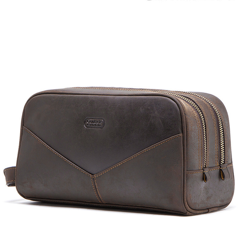 Cowhide Clutch Vintage Crazy Horse Leather Men's Handbags
