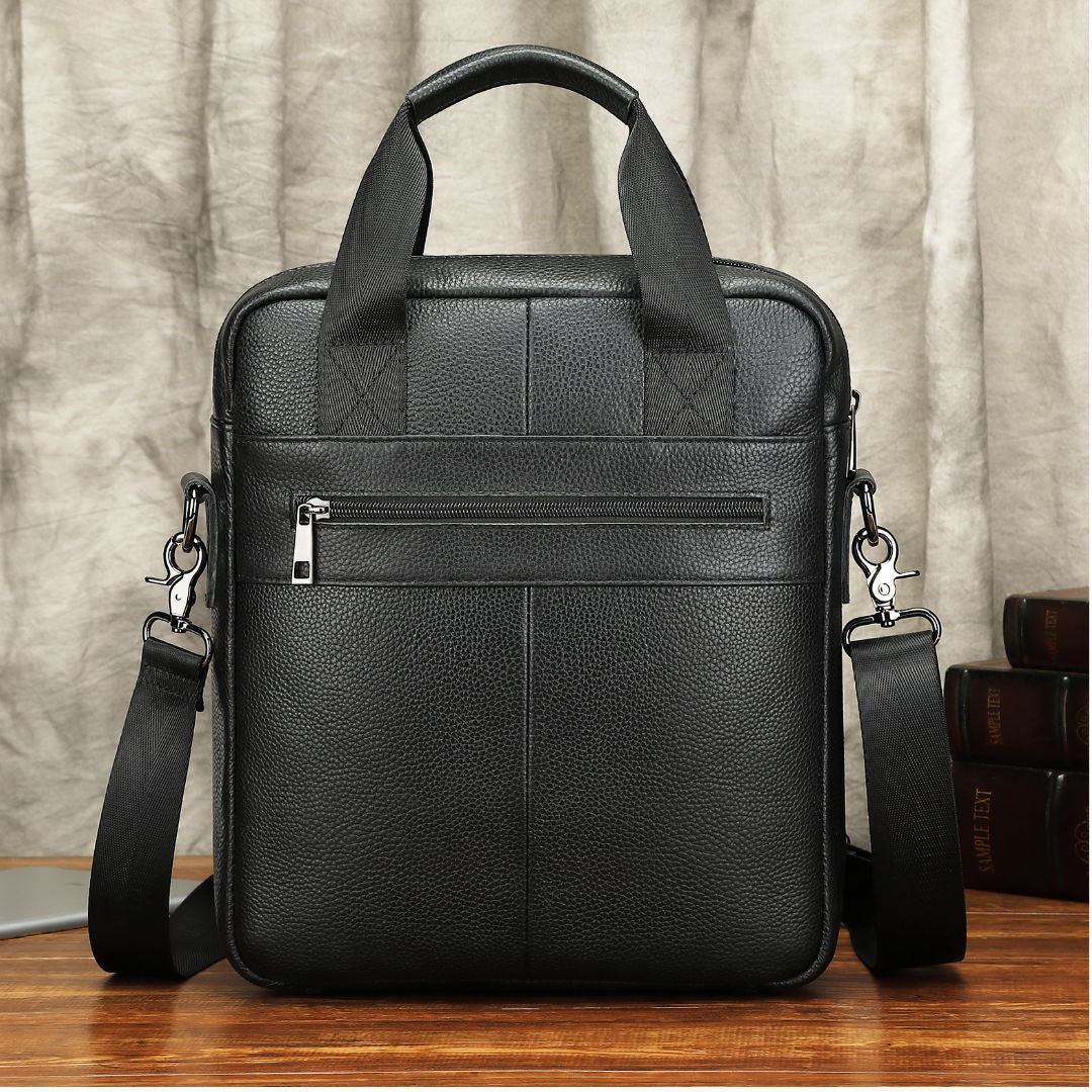 Men's Business Trip One Leather Vertical Large Men's Messenger Bags