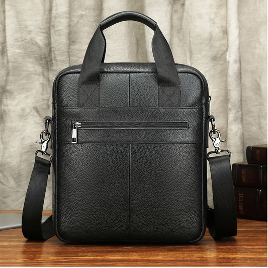 Men's Business Trip One Leather Vertical Large Men's Messenger Bags