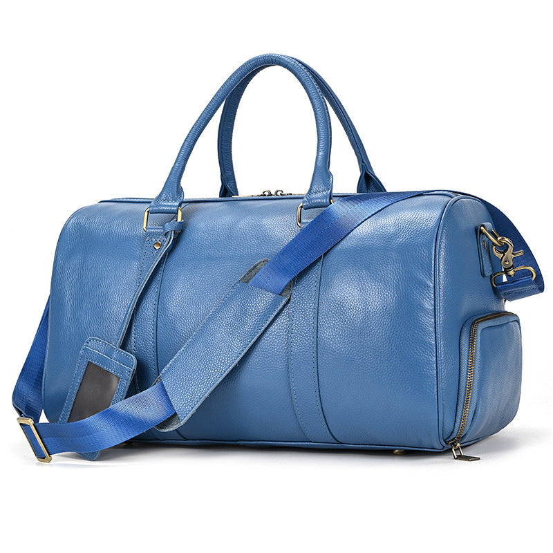 Men's Traveling Litchi Pattern Vintage Fashion Blue Travel Bags