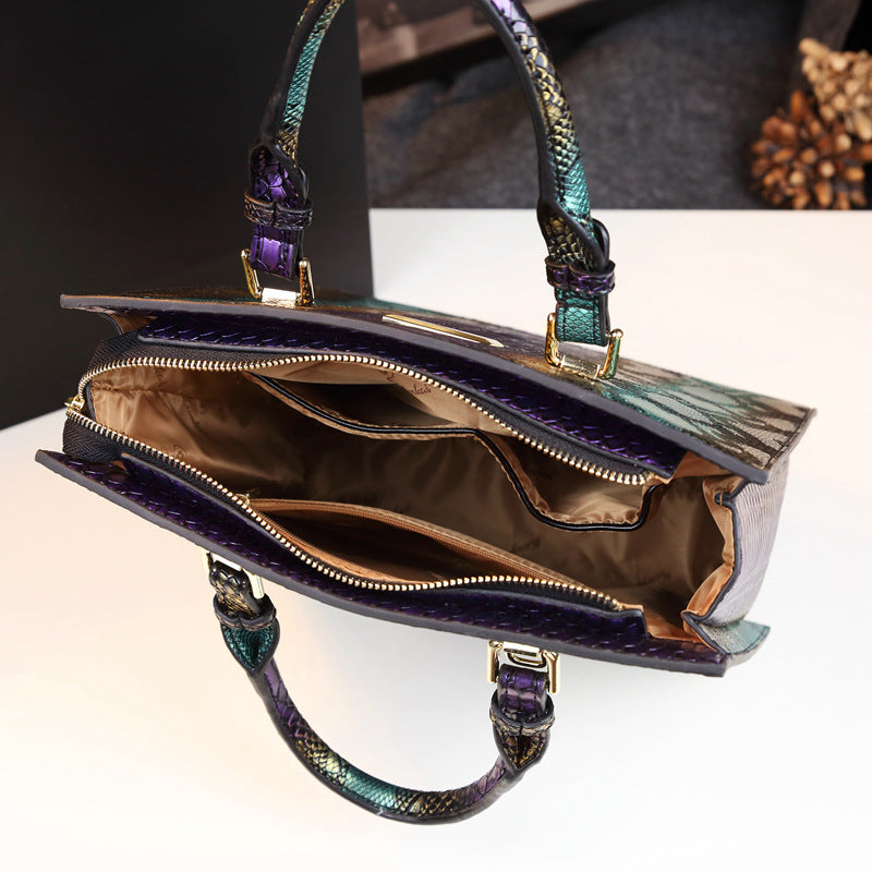 Women's Genuine Leather Portable Large Capacity Textured Shoulder Bags