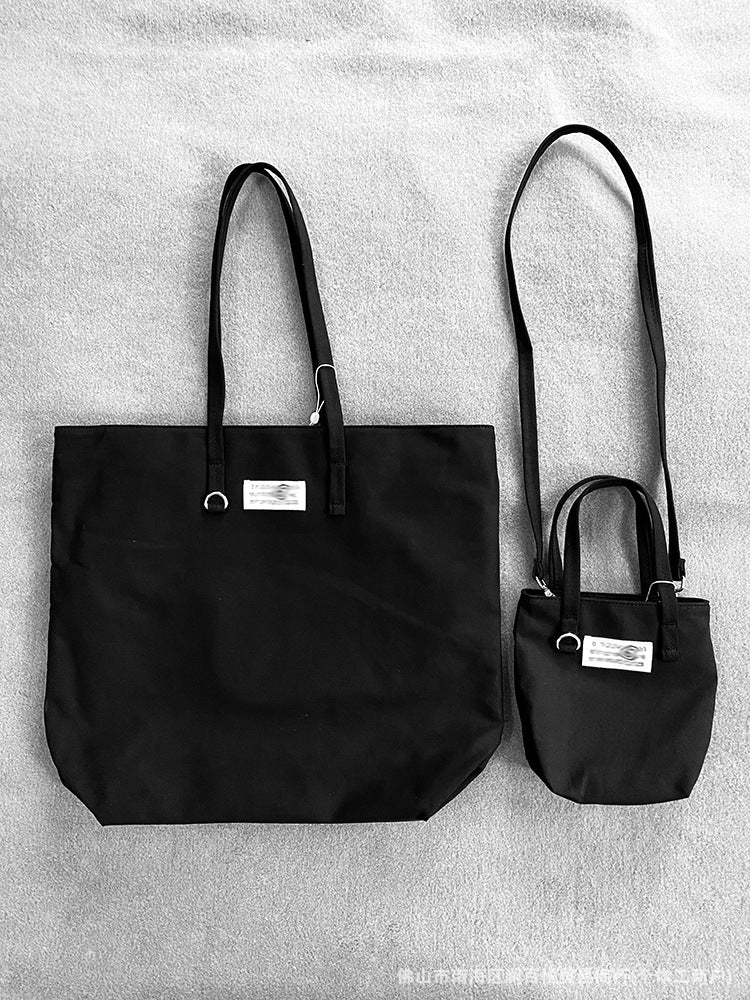 Style Canvas Shopping Simple Logo Commuter Tote Bags