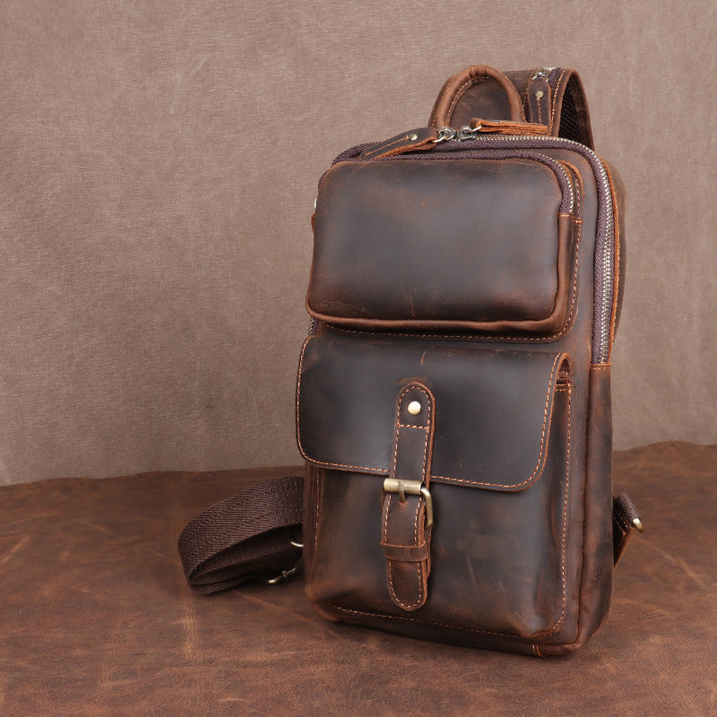 Men's Retro Handmade Genuine Leather First Layer Men's Chest Bags
