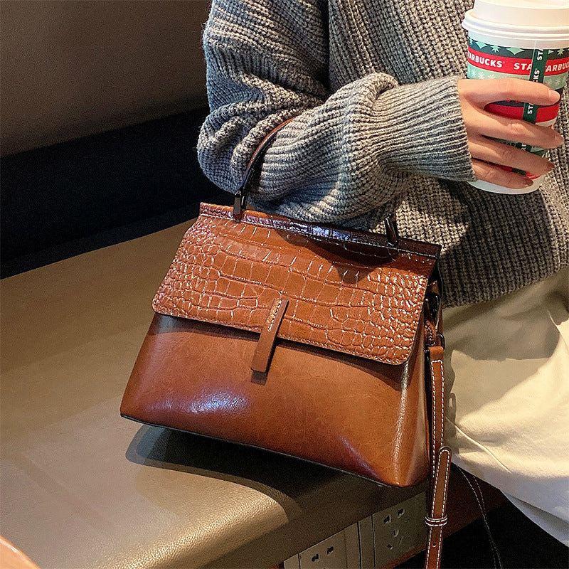 Women's Genuine Leather Crocodile Pattern Fashion Oil Shoulder Bags