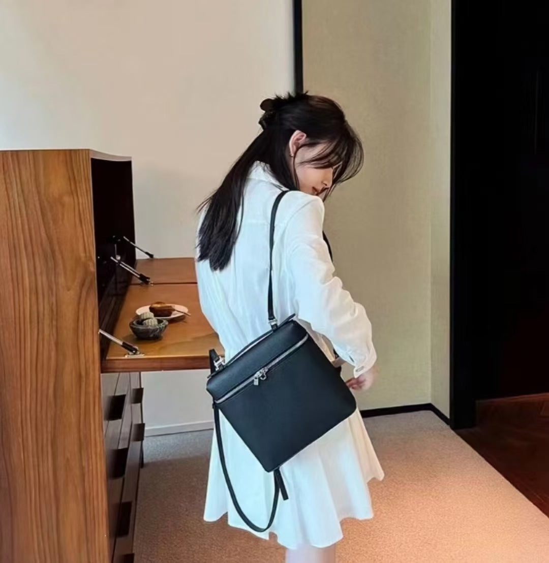 Women's Cowhide Simple Stylish One Two Shoulders Backpacks