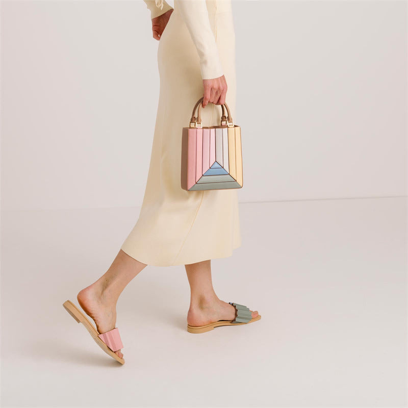 Women's Design High-grade Western Style Color Contrast Handbags