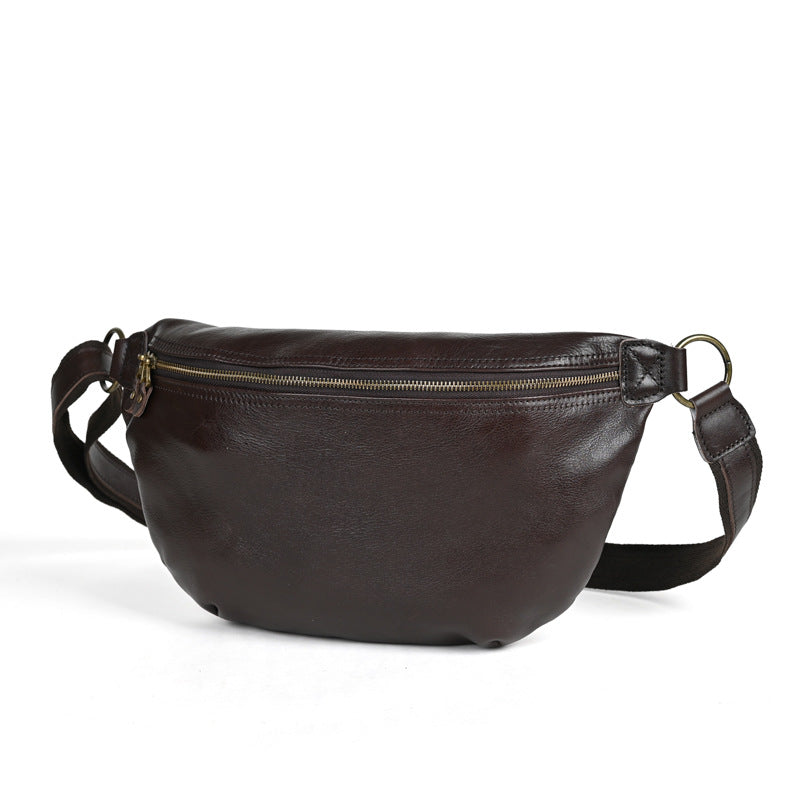 Men's Ancient Hipster Retro Vegetable Tanned Leather Genuine Men's Chest Bags