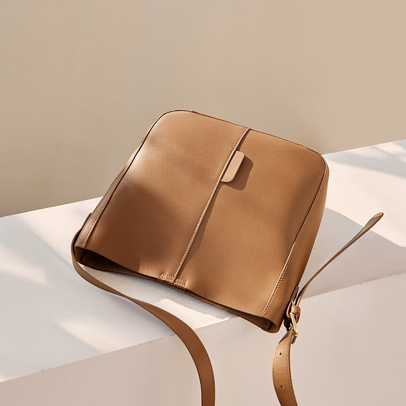 Women's Slouchy Summer High-grade Genuine Leather Bucket Bags