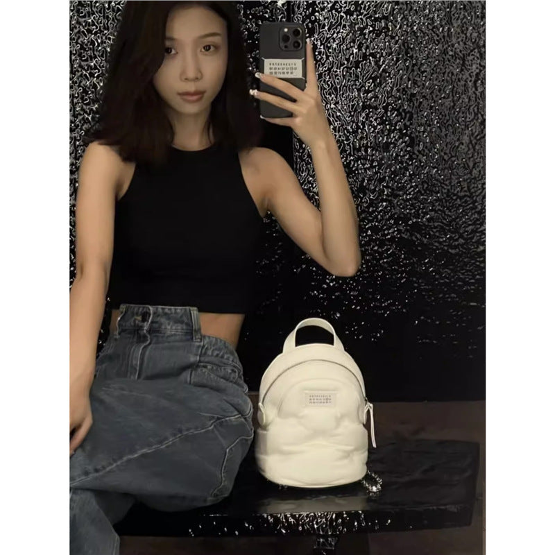 Women's Comfortable Sheepskin Chain Leather Mini Backpacks