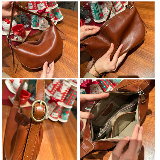 Women's First Layer Cowhide Retro Commuter Large Crossbody Bags