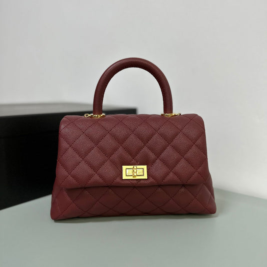 Women's Genuine Leather Caviar First Layer Cowhide Handbags