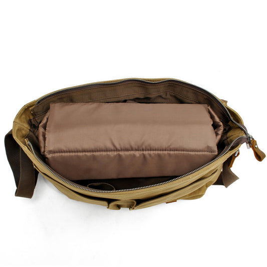 Men's Batik Canvas With Crazy Horse Genuine Shoulder Bags