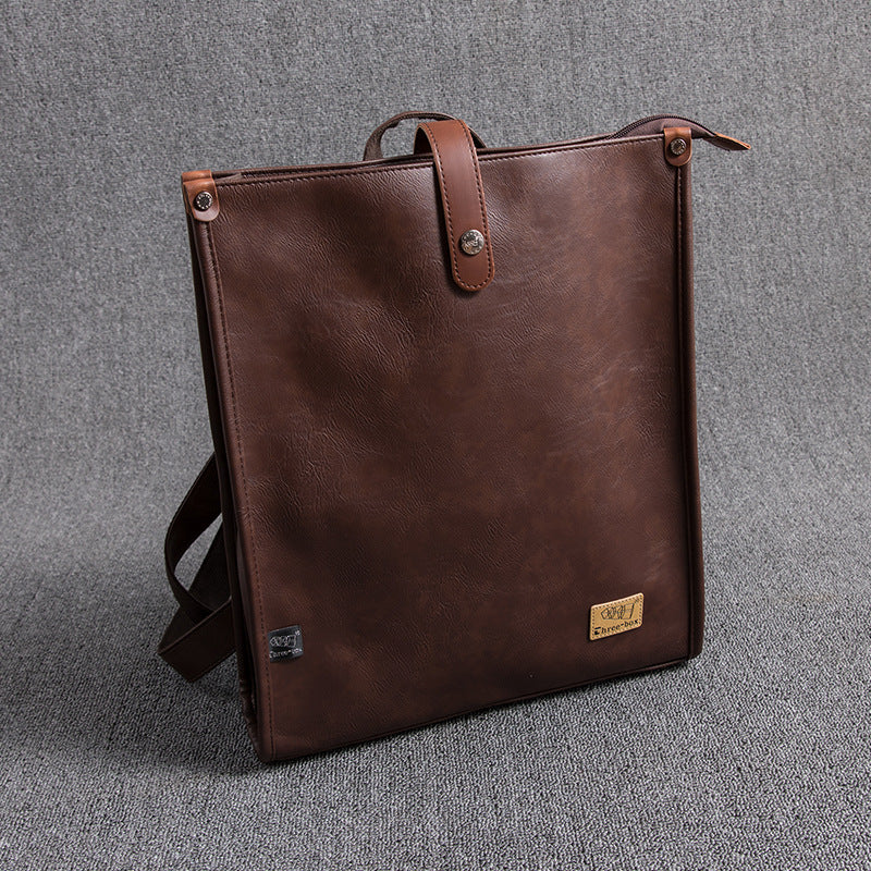 Men's Style Leather Large Capacity Retro College Green Backpacks