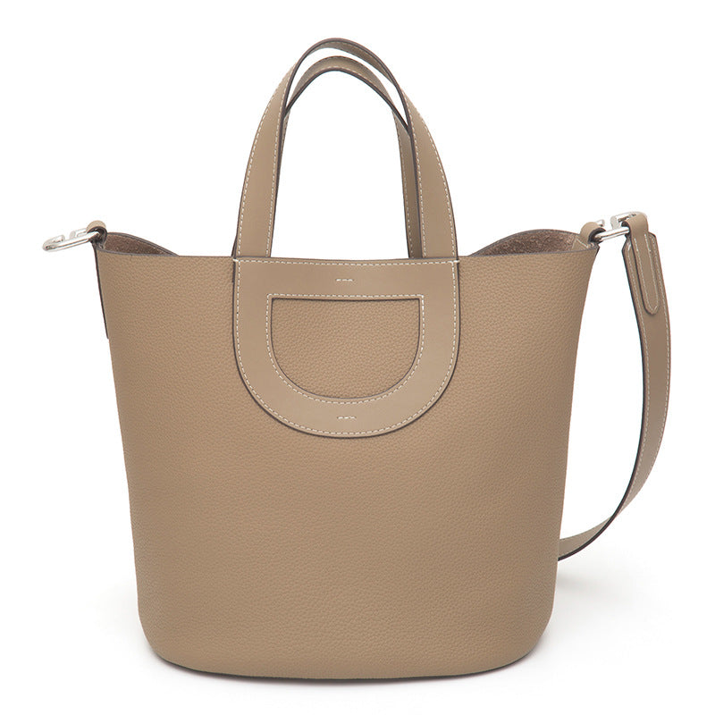 Women's Cowhide Pig Nose Vegetable Basket Large Handbags