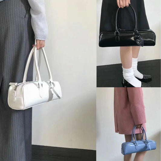 Niche Love Baguette Retro High-grade Patent Leather Shoulder Bags