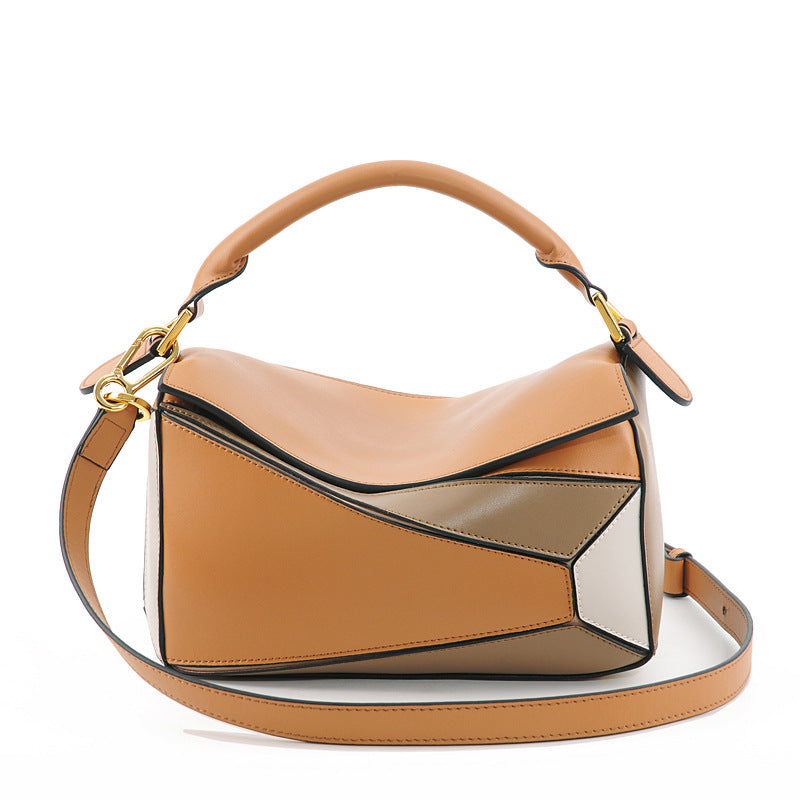 Women's Genuine Leather Geometric Size Rhombus Hand Crossbody Bags