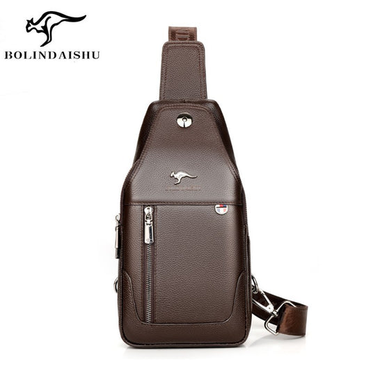 Men's Charming Trendy Cowhide Leather Foreskin Men's Chest Bags