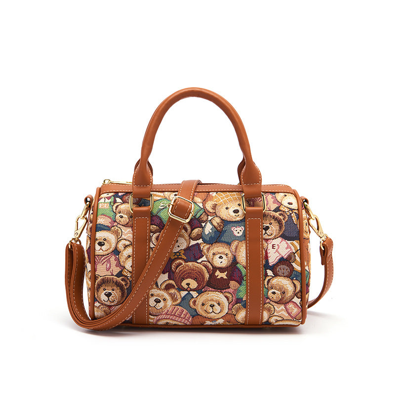 Women's Bear Boston Fan Little Canvas Handbags
