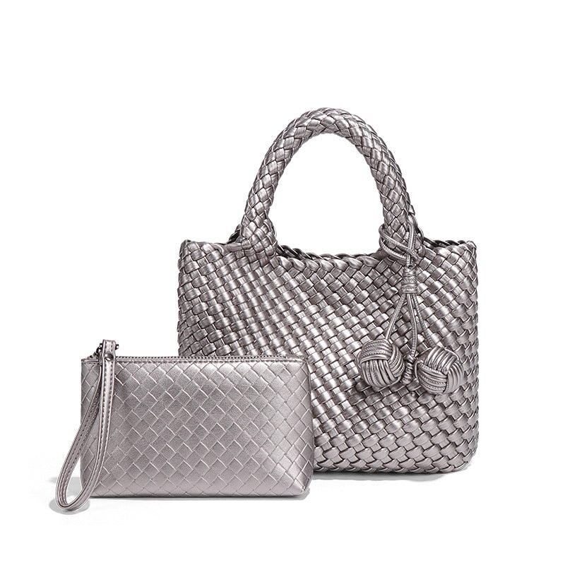 Women's Texture Hand-woven Fashionable Stylish Pairs Of Hand-held Handbags