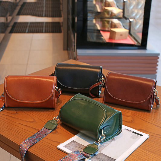 Women's Vintage Leather Top Layer Vegetable Tanning Shoulder Bags