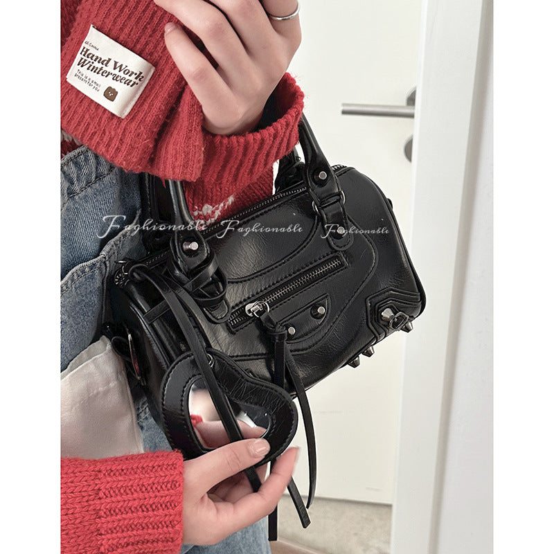 Women's Trendy Cool Motorcycle Fashionable Portable Pink Crossbody Bags