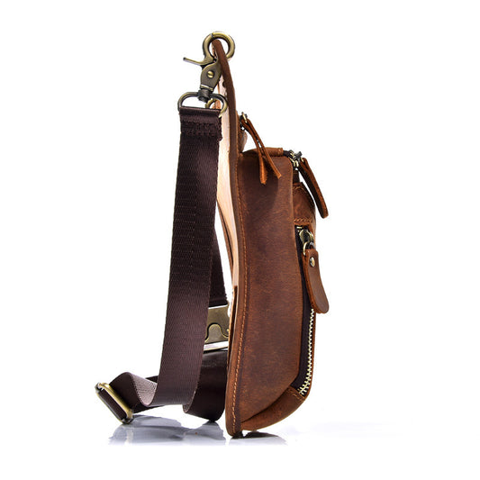 Men's Genuine Leather Leg Crazy Horse Retro Men's Shoulder Bags