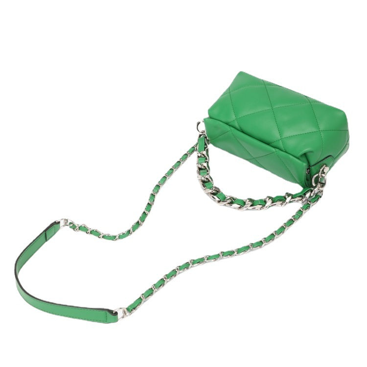 Women's Genuine Leather Fashion Rhombic Chain Niche Shoulder Bags