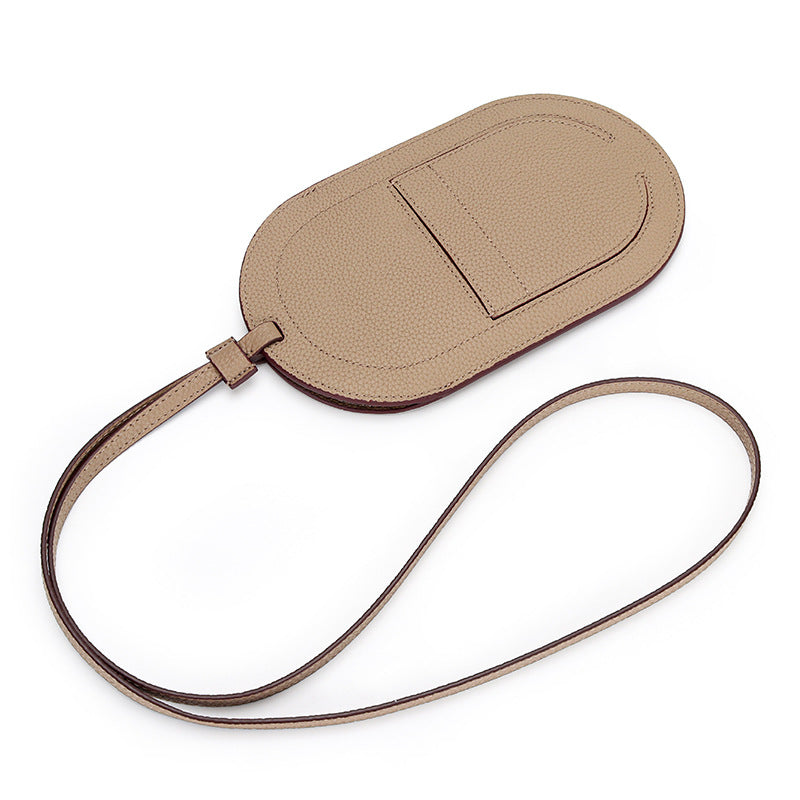 Women's Mobile Halter Vertical First Layer Cowhide Phone Bags