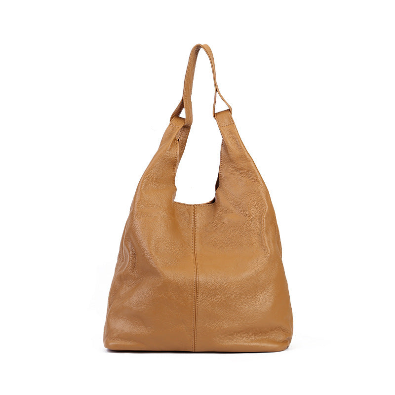 Women's Leather High-grade First Layer Cowhide Leisure Tote Bags