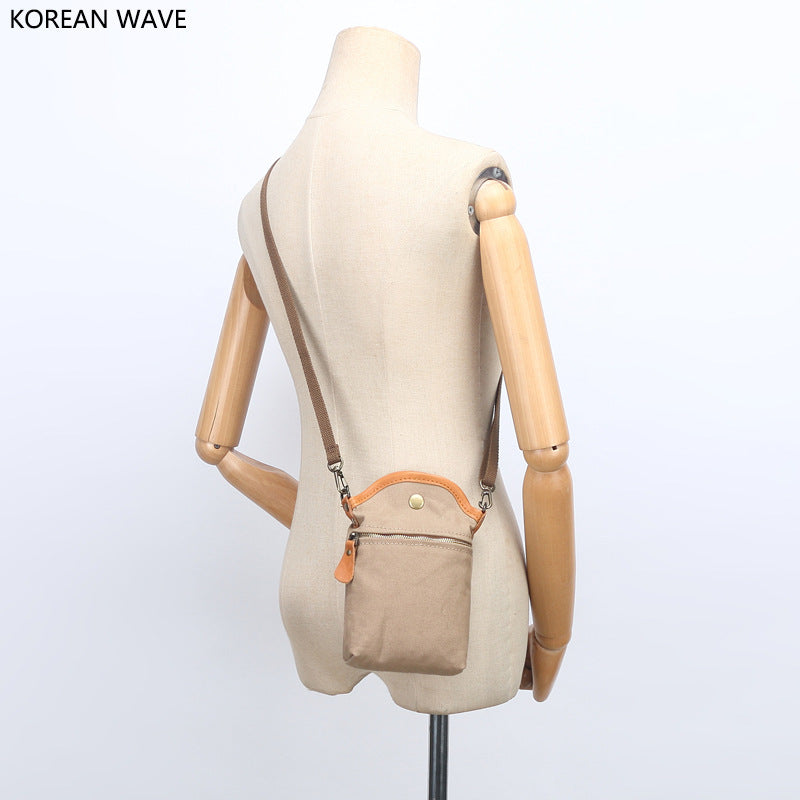 Style Simple Solid Color Canvas Mobile Crossbody Bags