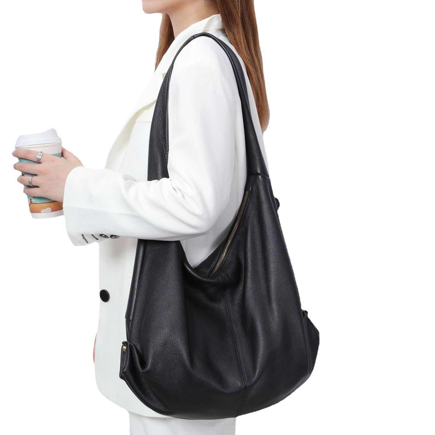 Women's Large Capacity Korean Simple First Layer Shoulder Bags