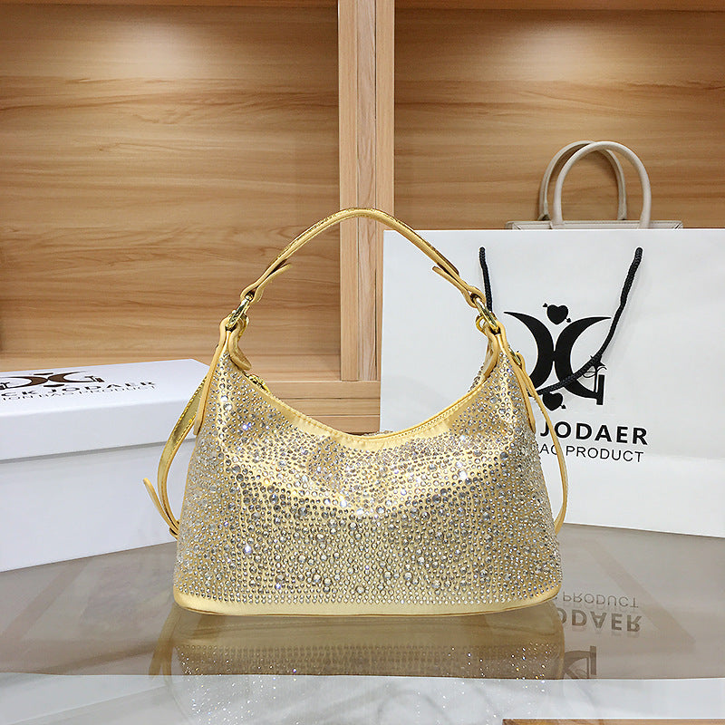 Women's French Entry Lux Portable Rhinestone High-grade Tote Bags