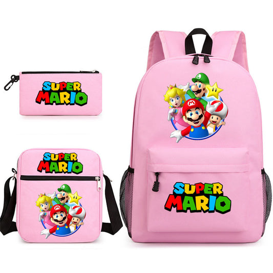 Game Mario Super Mary Three-piece Cartoon Middle School Students' Schoolbags