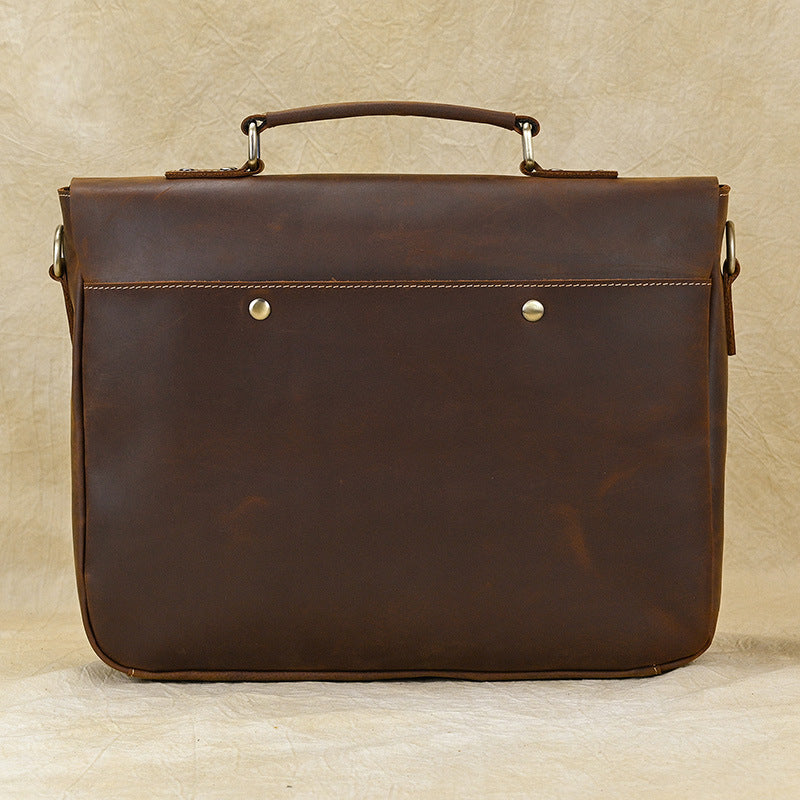 Men's Leather Retro Cowhide Crazy Horse Inch Men's Handbags