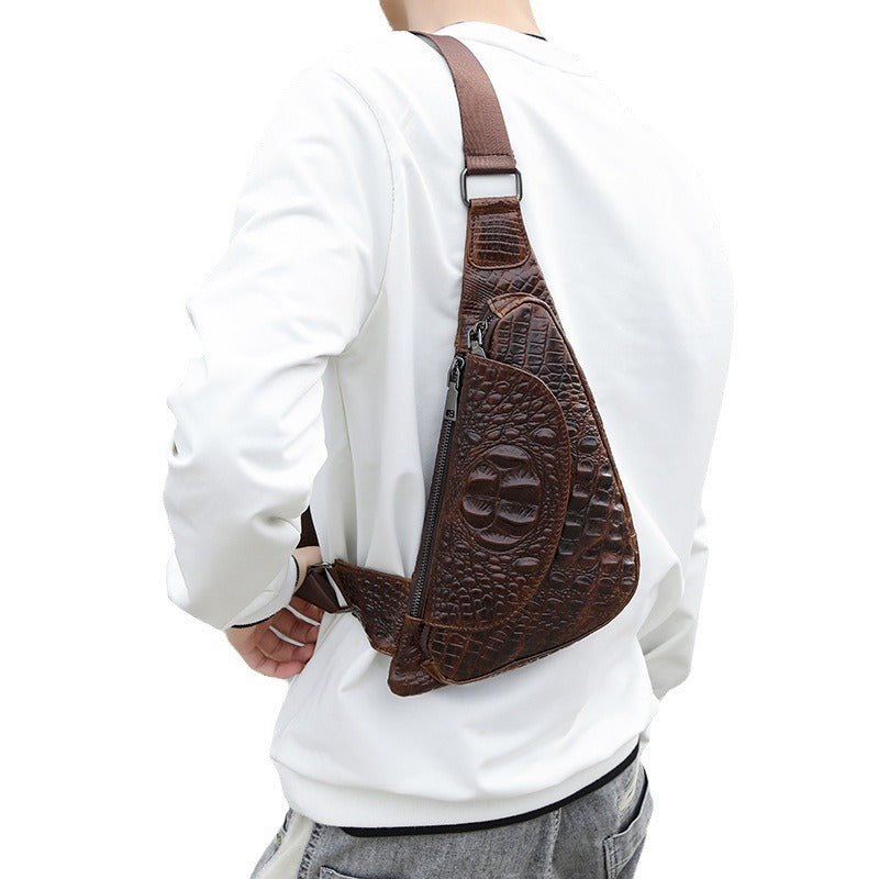 Men's Leather Oil Wax Head Cowhide Large Capacity Men's Chest Bags