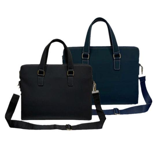 Men's Double Layer Large Capacity Leather Computer Men's Handbags