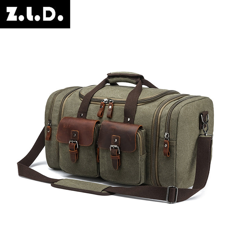 Cool Adjustable Canvas Crazy Horse Leather Travel Bags