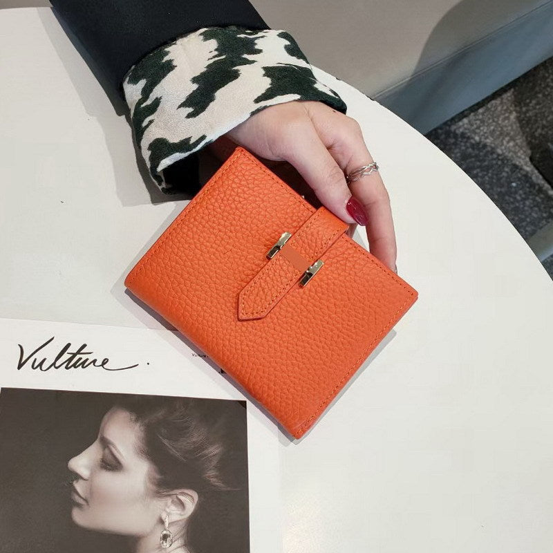 Women's Quality Double Folding Zipper Top Layer Handbags