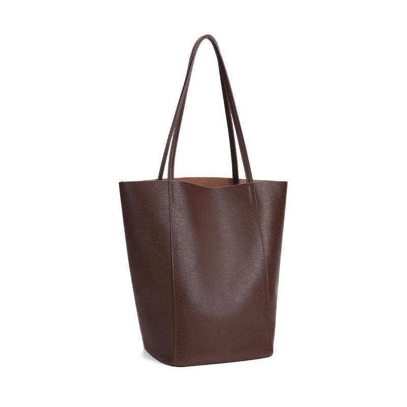 Women's Leather Light Luxury Minority Large Capacity Bucket Bags