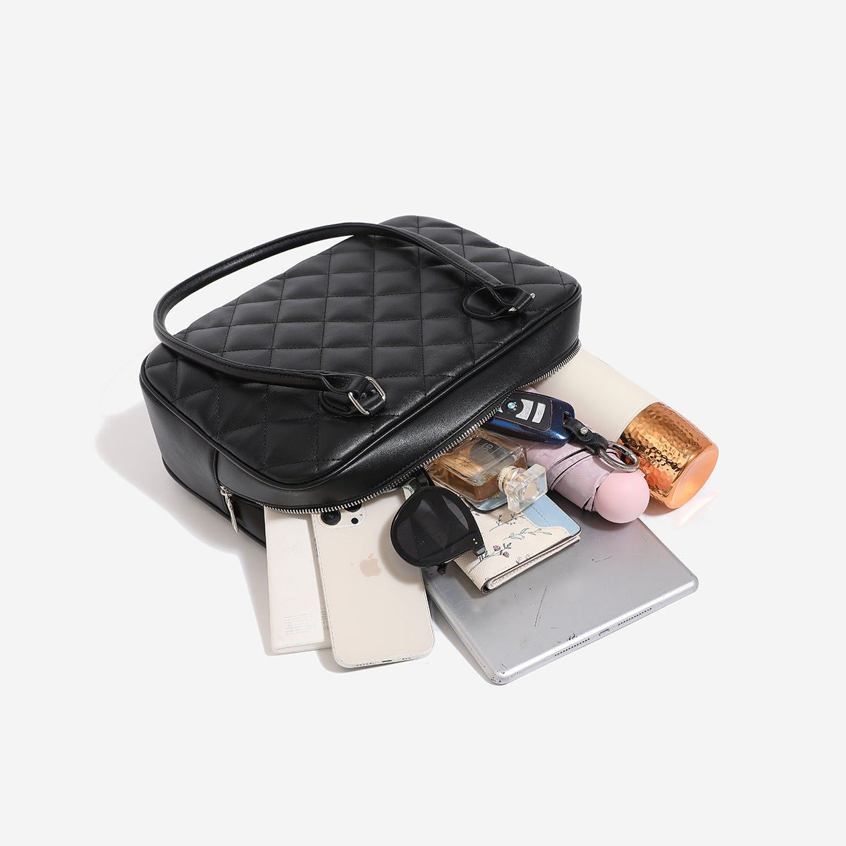 Capacity Toast Computer Classic Style Portable Rhombus Tote Bags