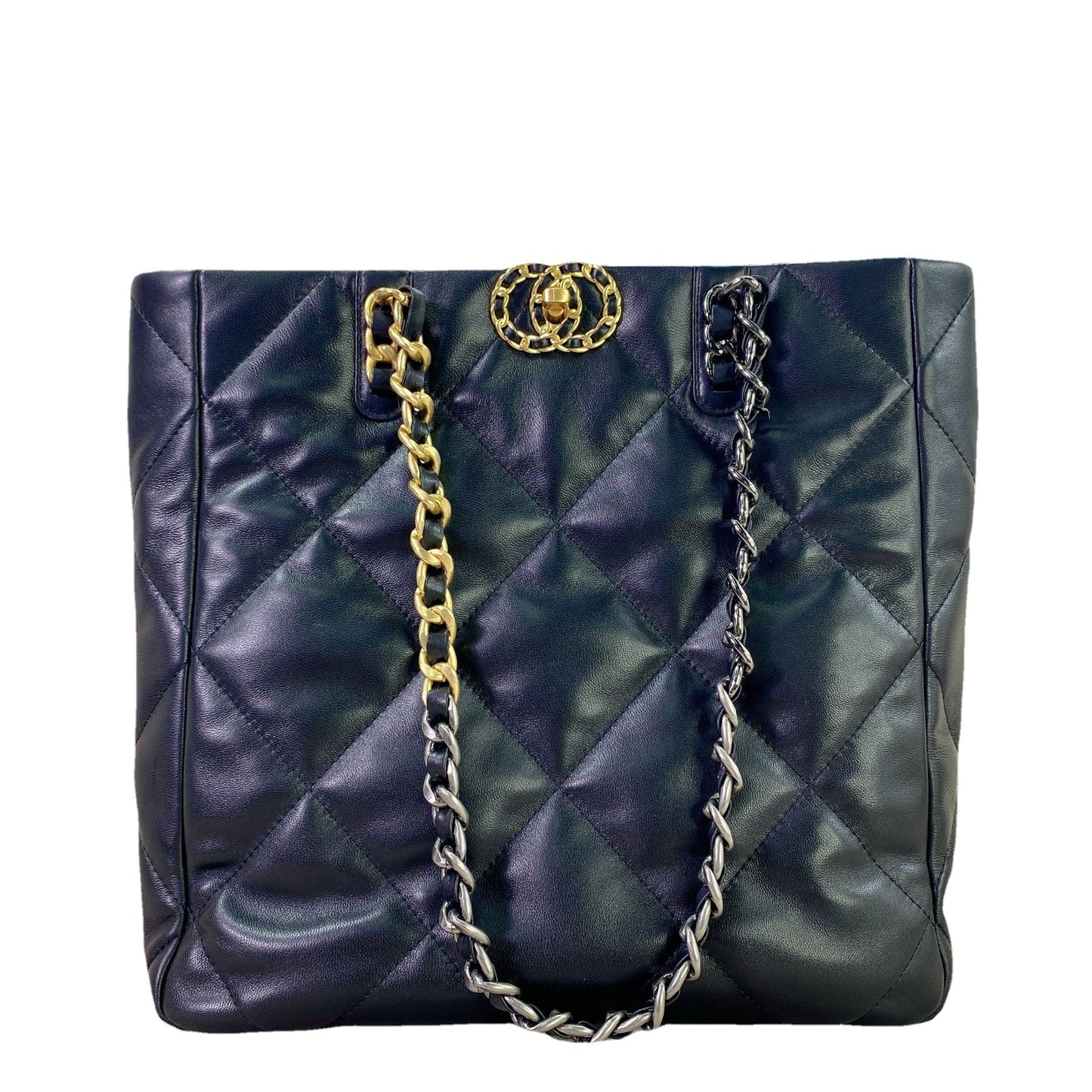 Black Gold Classic Style Rhombus Chain Shoulder Bags
