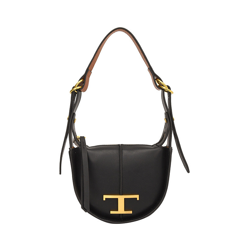 Genuine Leather Selenodont Design Half Month Bags