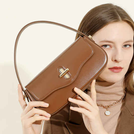Women's Monthly Baguette Genuine Leather High-grade Underarm Bags