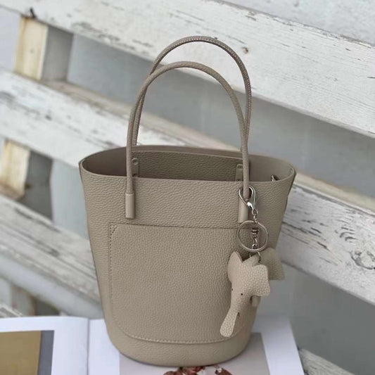 Women's First Layer Cowhide Retro Packet Style Bucket Bags