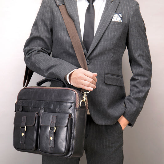 Men's Horse Leather Vintage First Layer Cowhide Men's Shoulder Bags